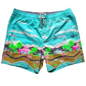 Party Pants Swim Trunks – Neon Tropical Print, Size XL, New Without Tags